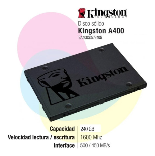 Disco Solido Interno Kingston Sa400s37/240g Sa400s 240gb Negro