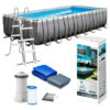D_626234-MLU75125765335_032024-O.jpg Piscina Estructural Rectangular Intex 26364 Con Capacidad De 31805 Litros De 732cm De Largo X 366cm De Ancho Gris Oscuro Dise?o Mosaico