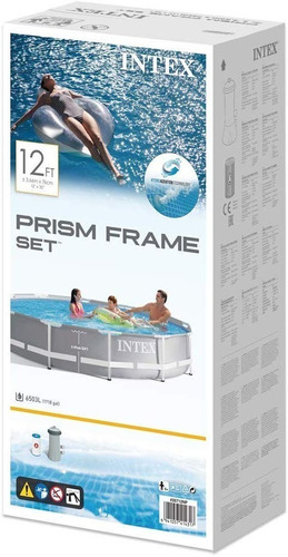 D_634853-MLU70065182309_062023-O.jpg Piscina Estructural Redonda Intex 26712 Con Capacidad De 6503 Litros De 366cm De Di?metro Gris Claro Diseño Mosaico