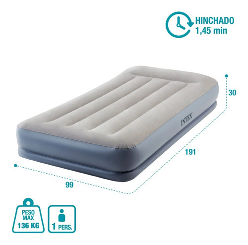 D_718421-MLU73581380970_122023-O.jpg Colchon Electrico Intex Durabeam Pillow Rest 99x191x30 1pza