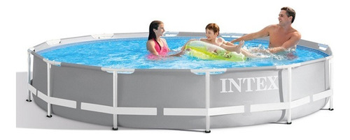 D_761833-MLU74118283998_012024-O.jpg Piscina Estructural Redonda Intex 26712 Con Capacidad De 6503 Litros De 366cm De Di?metro Gris Claro Diseño Mosaico