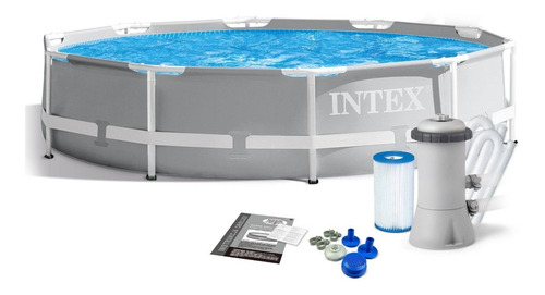 D_764676-MLU70065228681_062023-O.jpg Piscina Estructural Redonda Intex 26712 Con Capacidad De 6503 Litros De 366cm De Di?metro Gris Claro Diseño Mosaico