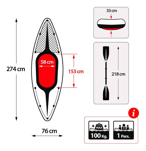 D_774289-MLU71789777647_092023-O.jpg Kayak Inflable Intex Challenger K1 Una Persona Remo Aluminio