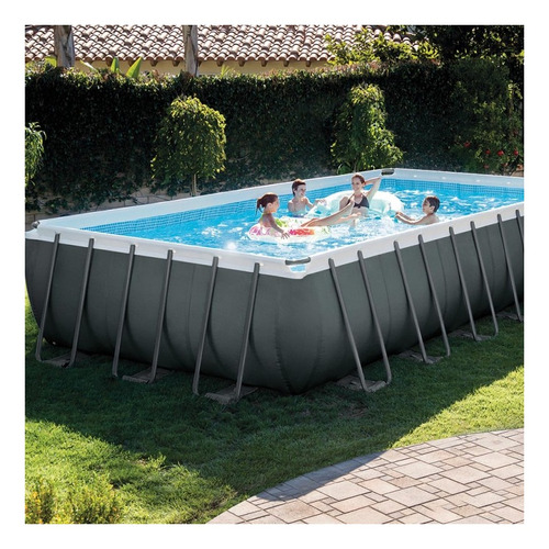 D_815729-MLA48631905003_122021-O.jpg Piscina Estructural Rectangular Intex 26364 Con Capacidad De 31805 Litros De 732cm De Largo X 366cm De Ancho Gris Oscuro Dise?o Mosaico