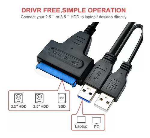 Adaptador Disco Sata A Usb Pc Notebook Ssd A Usb 2.0 3.0
