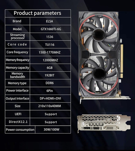 D_822199-MLU74361928302_022024-O.jpg Tarjeta De Video Nvidia Geforce Gtx 1660 Ti 6gb Ddr6 192bits