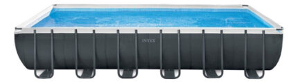 D_841685-MLA74782663611_022024-O.jpg Piscina Estructural Rectangular Intex 26364 Con Capacidad De 31805 Litros De 732cm De Largo X 366cm De Ancho Gris Oscuro Dise?o Mosaico