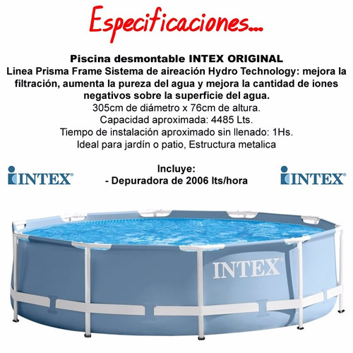 D_867389-MLU26378194440_112017-O.jpg Piscina Intex 4500lts Linea Prisma Frame. C/bomba Y Filtro