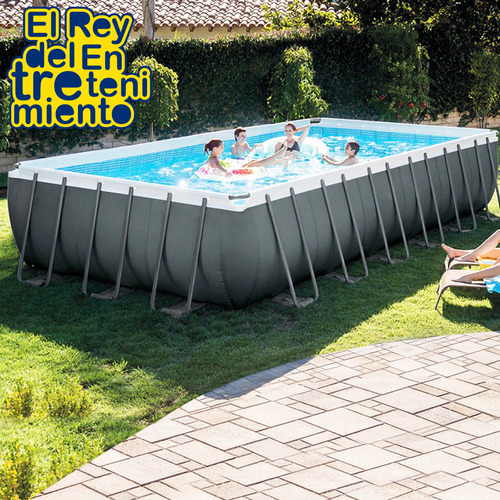 D_915368-MLU75125203447_032024-O.jpg Piscina Estructural Rectangular Intex 26364 Con Capacidad De 31805 Litros De 732cm De Largo X 366cm De Ancho Gris Oscuro Dise?o Mosaico