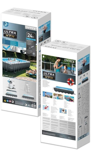 D_916324-MLU70031864357_062023-O.jpg Piscina Estructural Rectangular Intex 26364 Con Capacidad De 31805 Litros De 732cm De Largo X 366cm De Ancho Gris Oscuro Dise?o Mosaico
