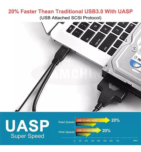 Adaptador Disco Sata A Usb Pc Notebook Ssd A Usb 2.0 3.0