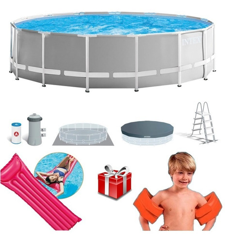 Piscina Intex 16.800l 457x122 Piso Cobertor Bomba+ 2 Regalos