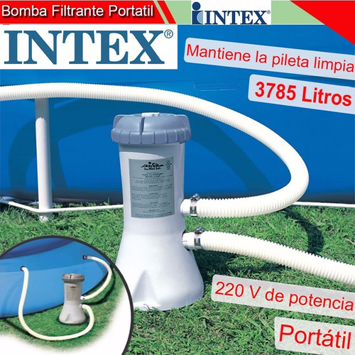Bomba Intex Original 3785 Lts/h Inc Mangueras Y Filtro