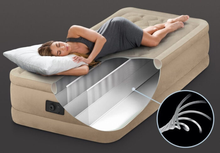 Colchon Somier Autoinflable Intex 1 Plaza De Luxe - Beige