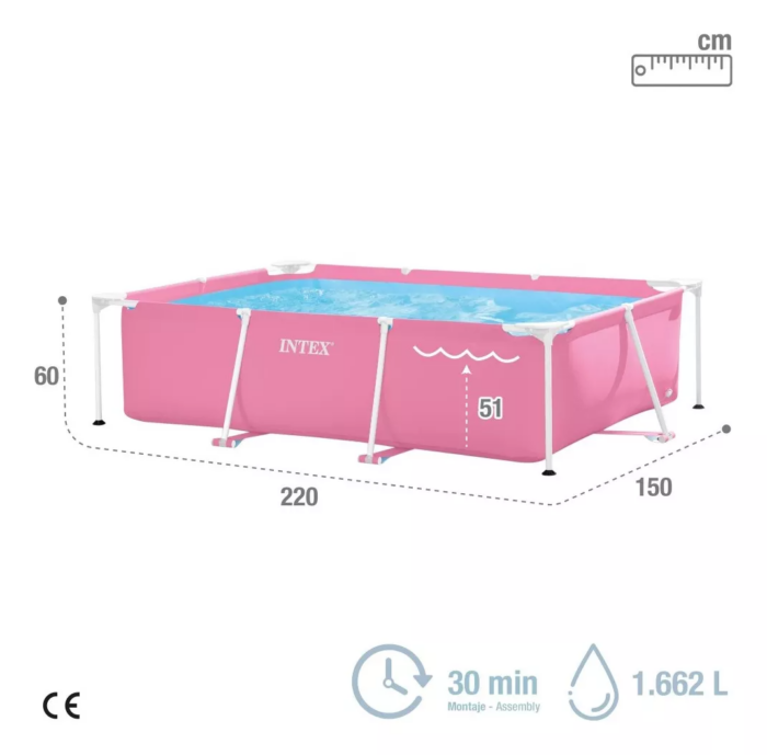 D_NQ_NP_2X_943912-MLU79580625332.png Piscina Intex 28266 Rectangular Rosada 220x150x60cm 1662lt