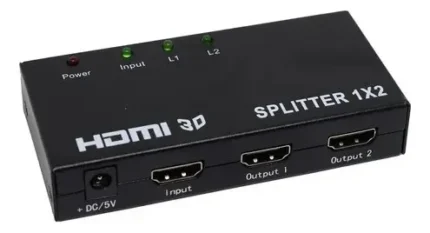 SPLITTHDMI.webp Splitter HDMI 1x2 FHD – Repetidor de Señal para 2 Pantallas
