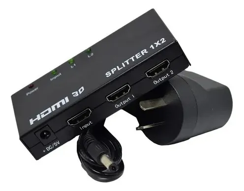 SPLITTHDMIA.webp Splitter HDMI 1x2 FHD – Repetidor de Señal para 2 Pantallas