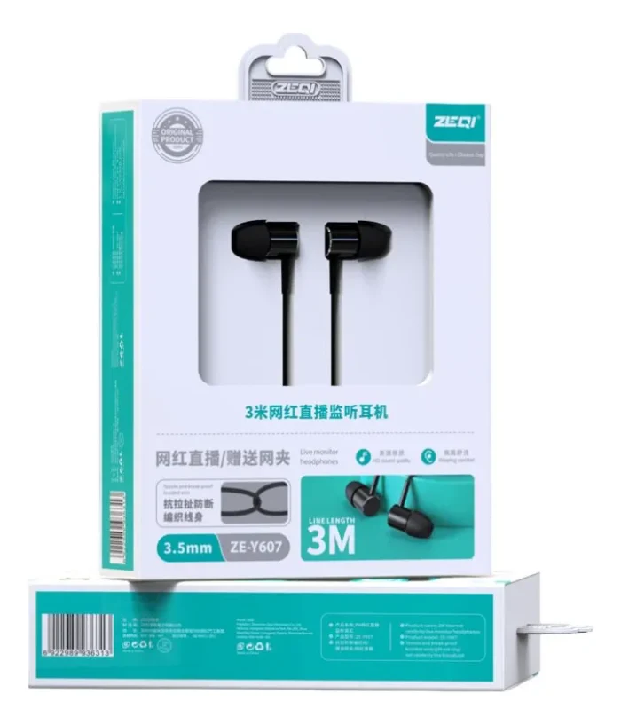 ZEY607.webp Auriculares 3.5mm Zeqi ZE-Y607 con Cable 3M