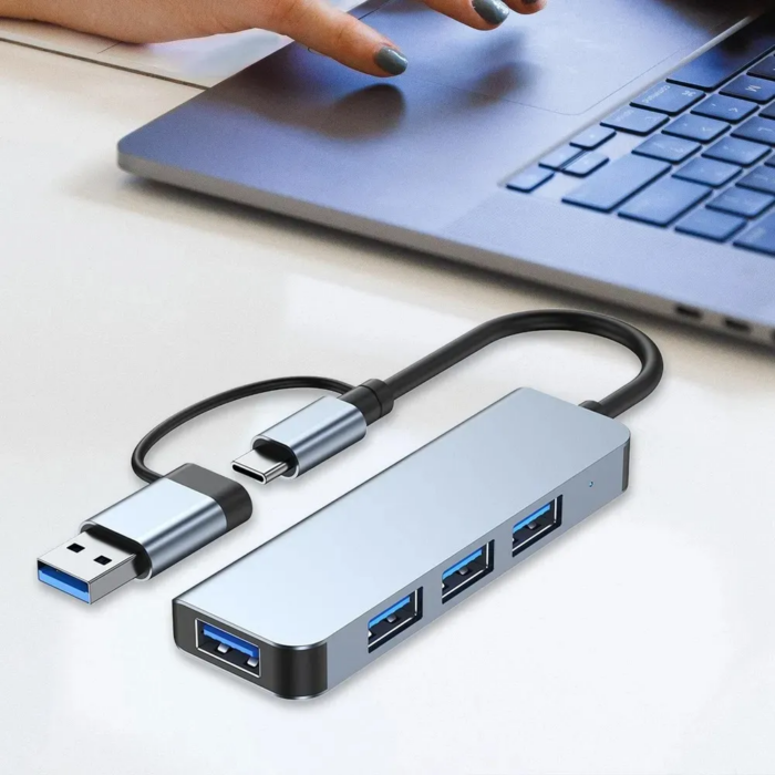 hub-USB-C-USB-A-4-puertosC.png Hub Usb C Usb A A 4 Puertos Usb 3.0 Metalico Adaptador